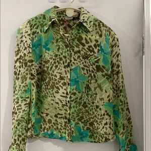 Leopard and Floral Print Women's Blouse